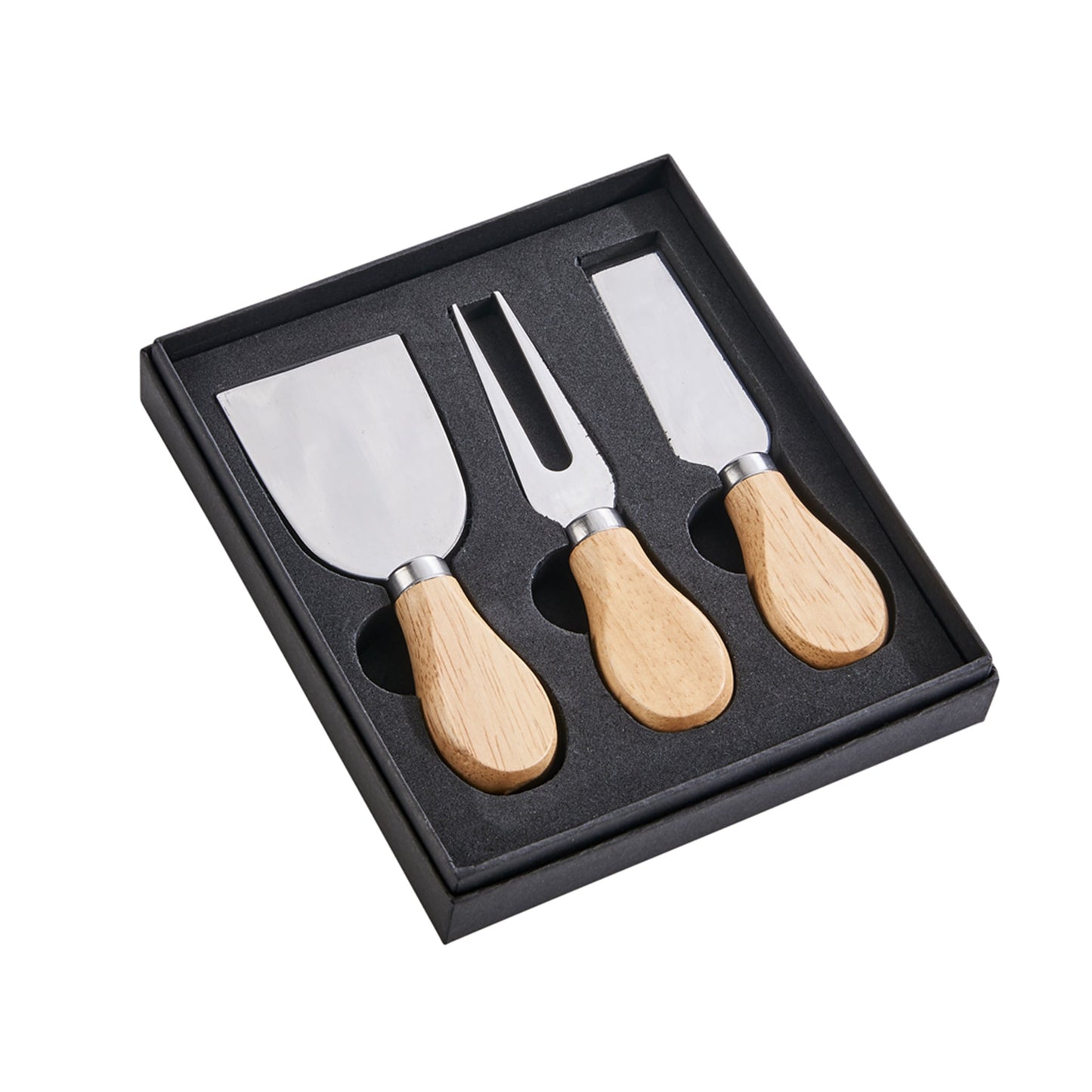 3-Piece Cheese Knife Set - Stainless Steel & Wood