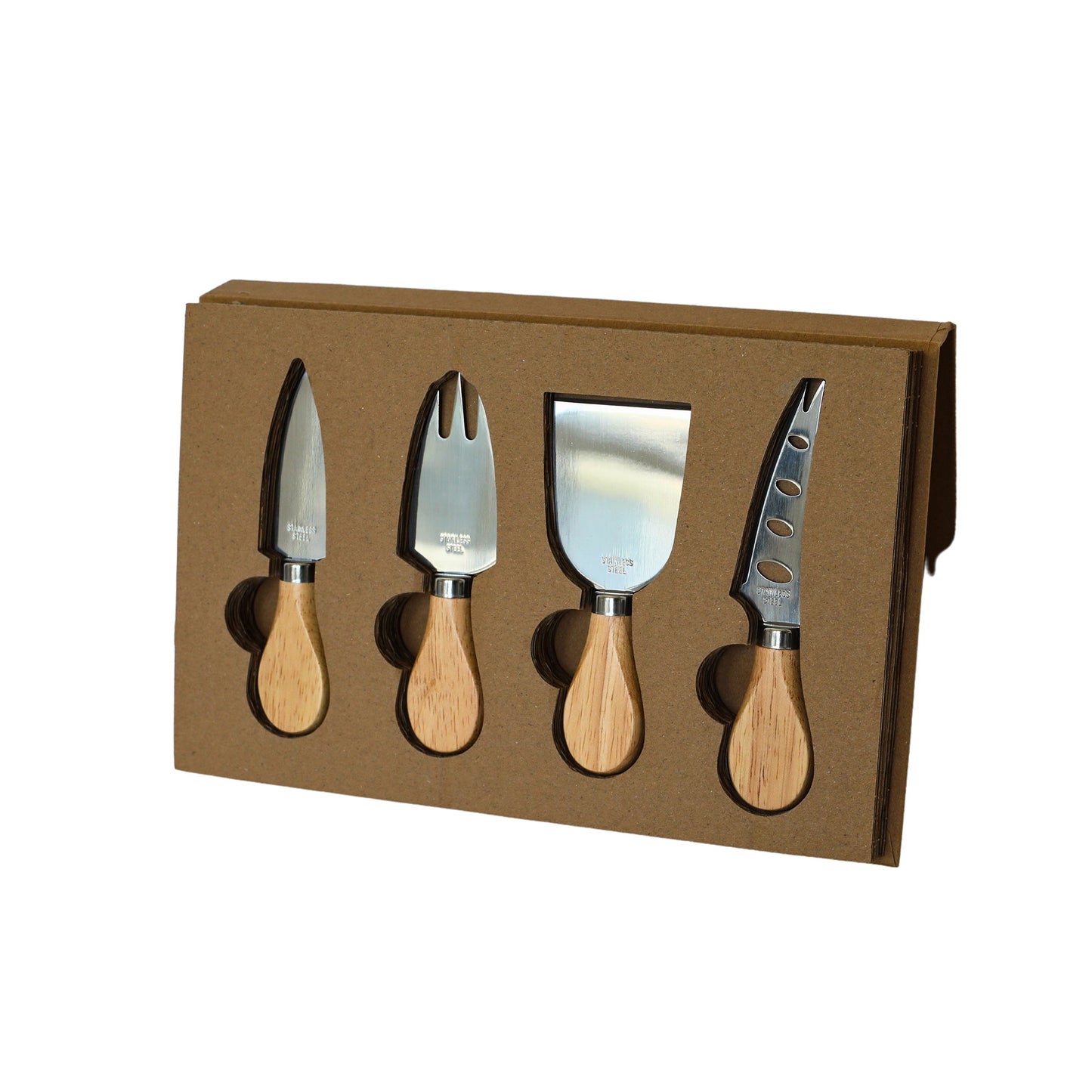 4-Piece Cheese Serving Set with Wooden Handles