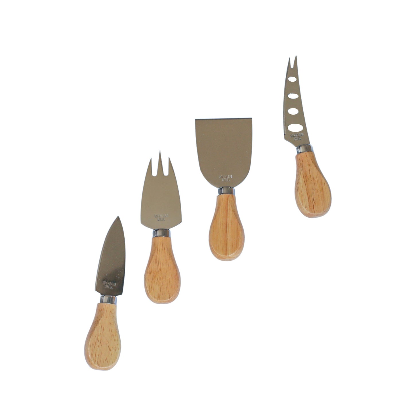 4-Piece Cheese Serving Set with Wooden Handles