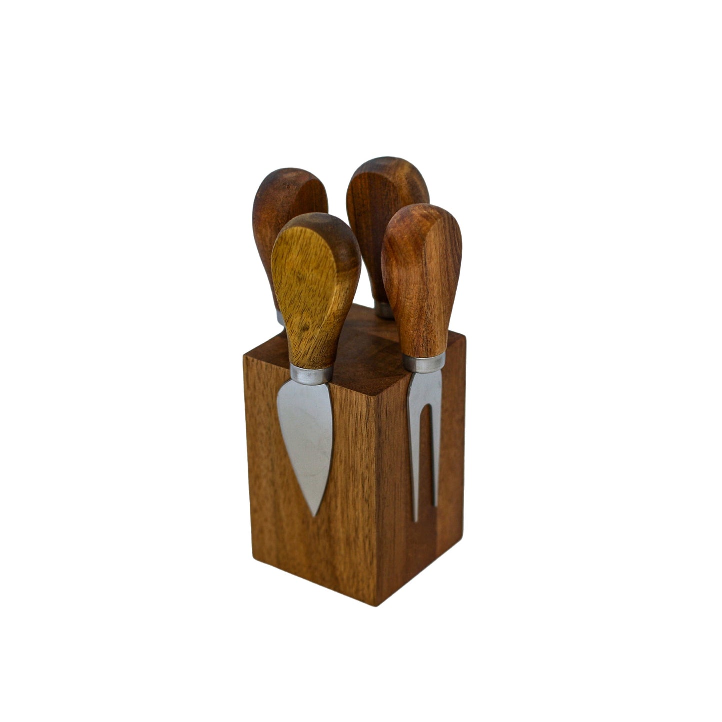 Acacia Wood Block with 4 Cheese Tools