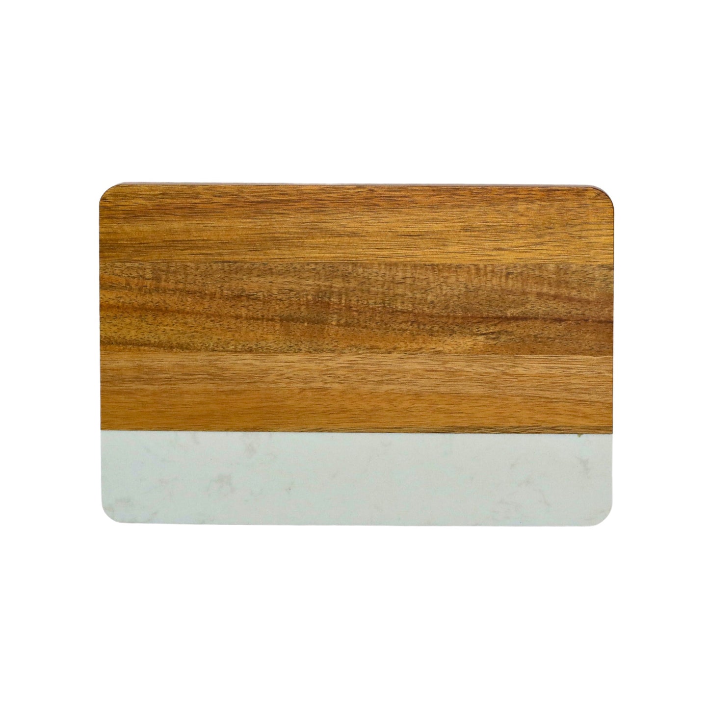 White Marble and Acacia Wood Rectangle Board